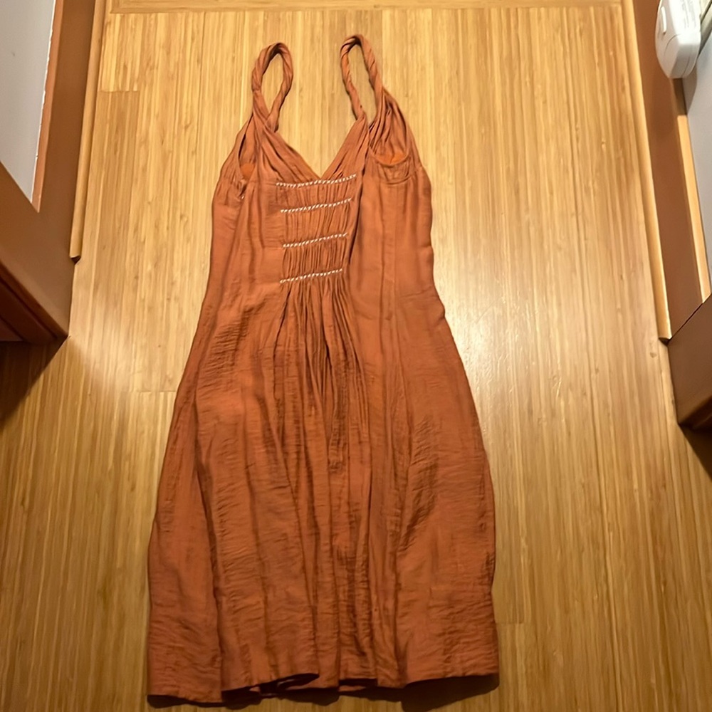 BCBG size 2 sun dress feels like linen in burnt orange